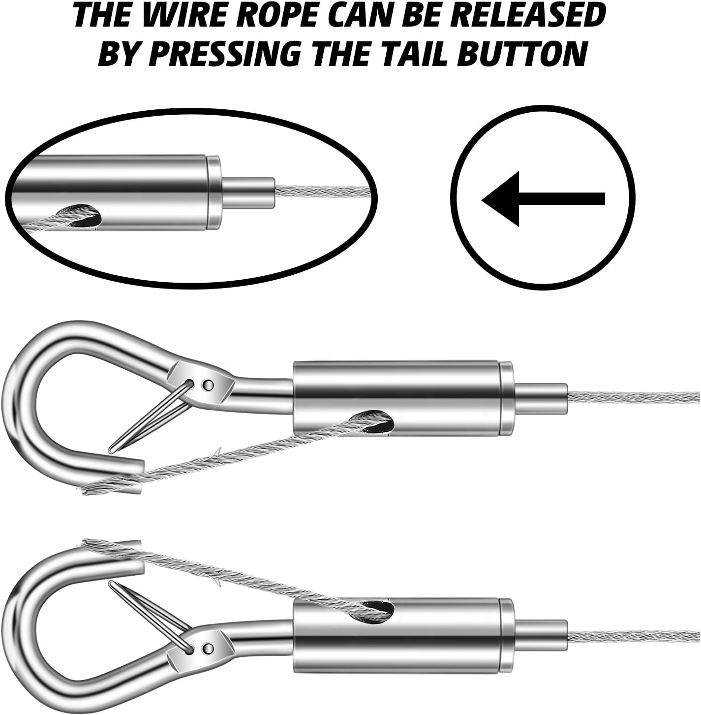 Zonon 20 piezas de tensión de gancho y ojo portátiles para 125-116 galvanizado304316 cuerda de cable de acero inoxidable colgante de luz accesorios