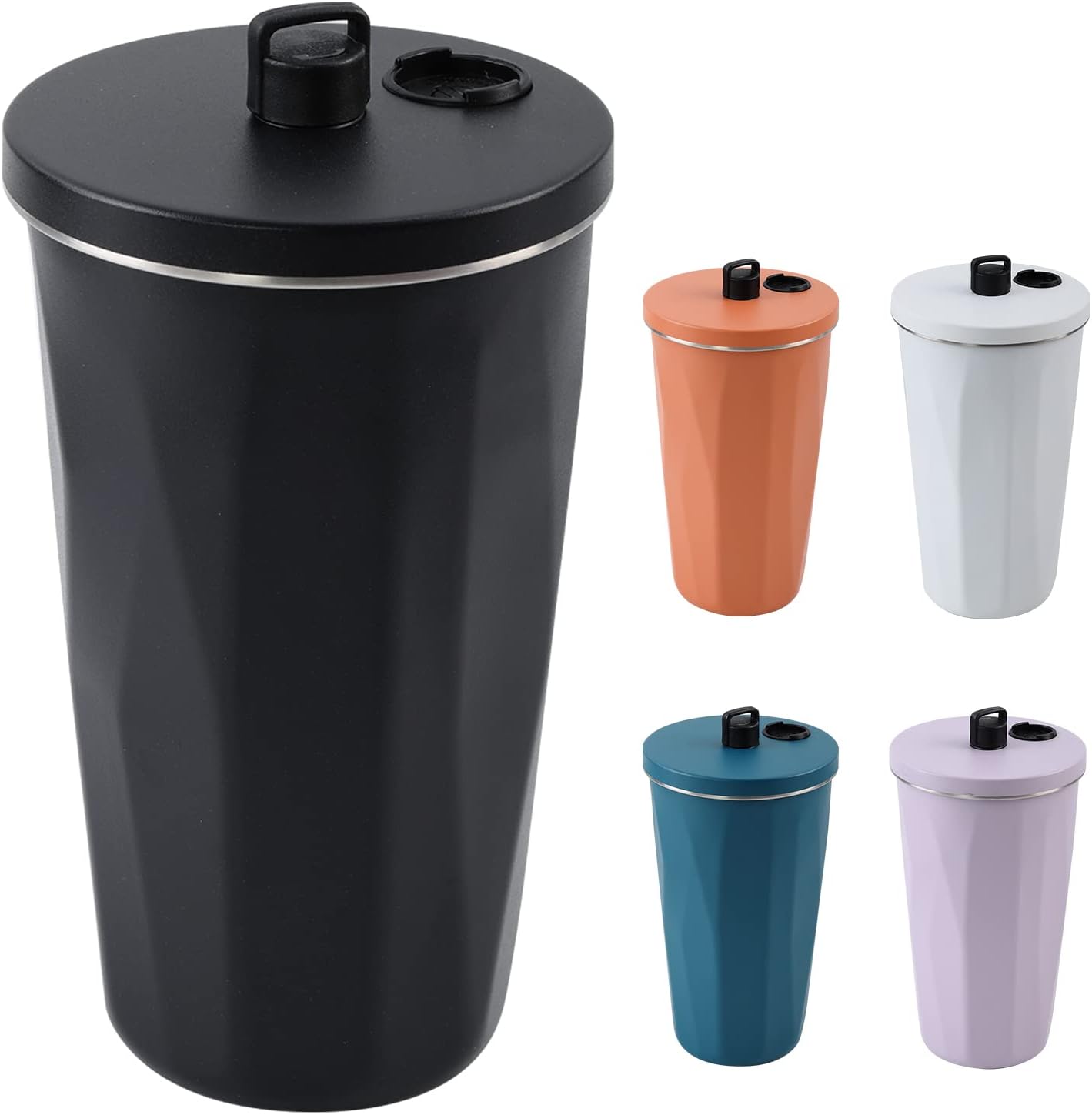 Youwoo – Vaso aislado al vacío de 20 onzas con popote de metal, taza aislada al vacío de doble pared, taza de café para bebidas calientes y frías,