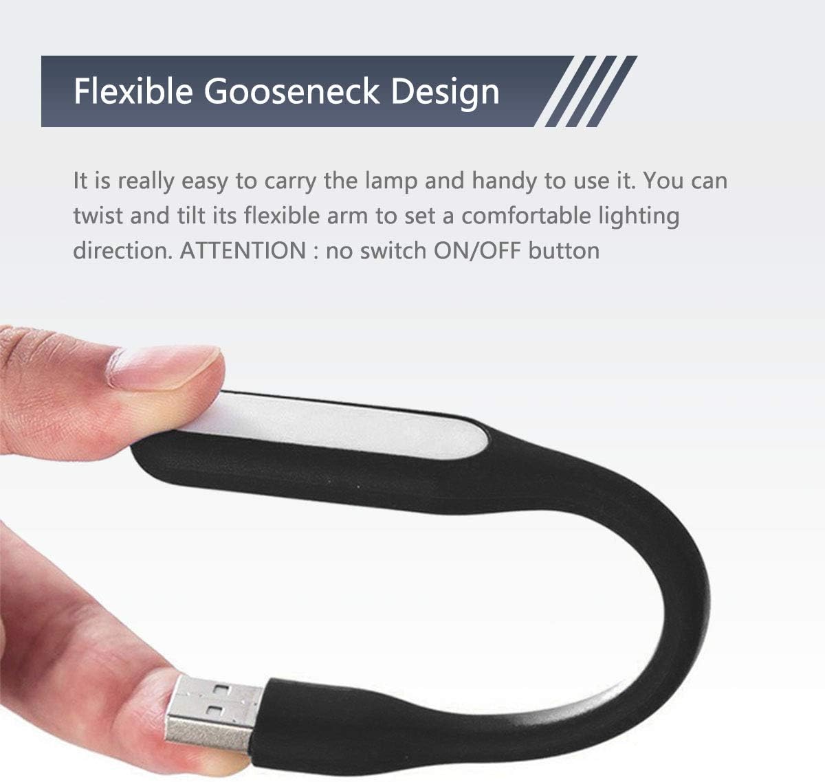 Lámpara de luz LED USB para banco de energía, mini luz nocturna portátil para el cuidado de los ojos con brazo flexible, lámparas de lectura USB de
