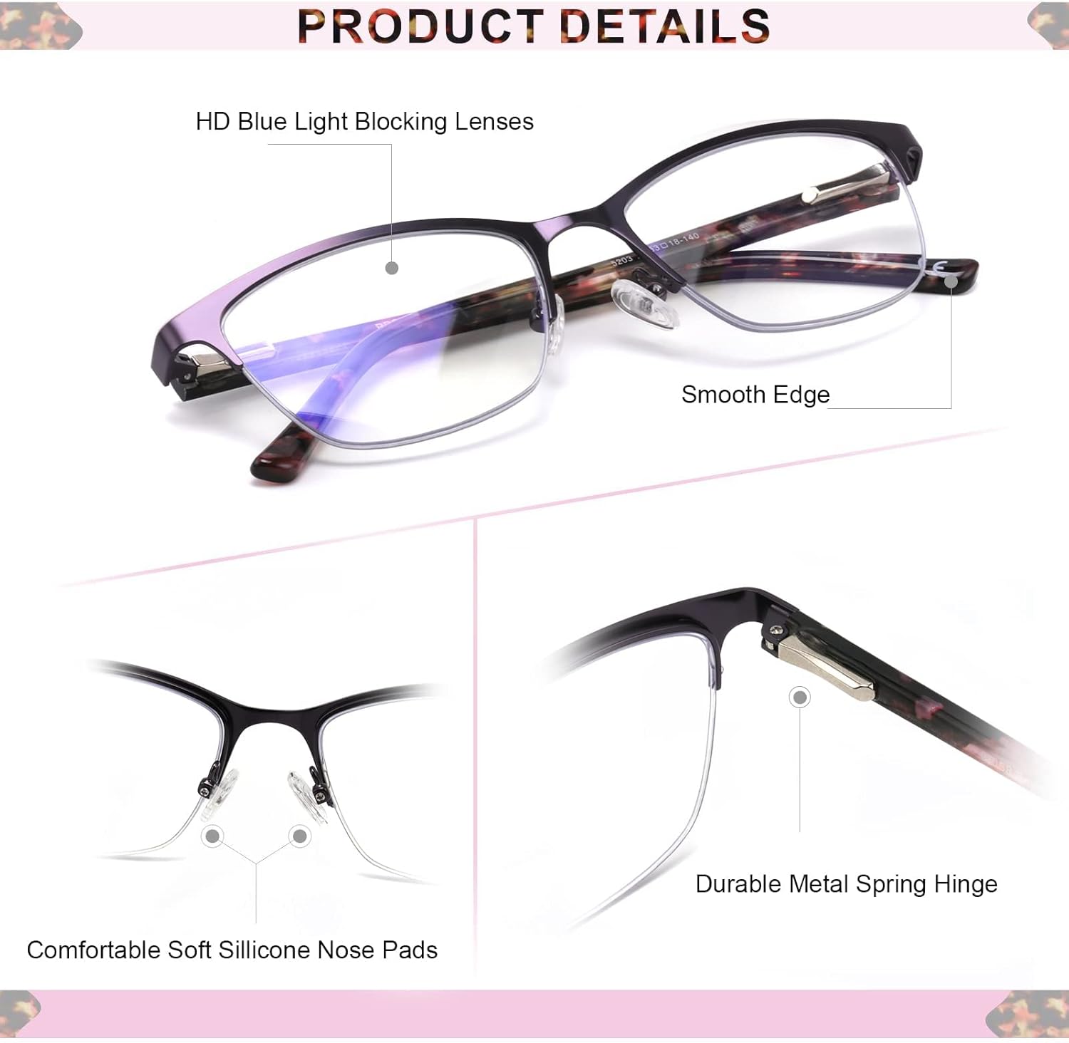 Missfive Lentes de lectura de metal multienfoque progresivos 3.0x de alta calidad para mujer y una funda, bisagra de resorte de calidad, bloqueo de