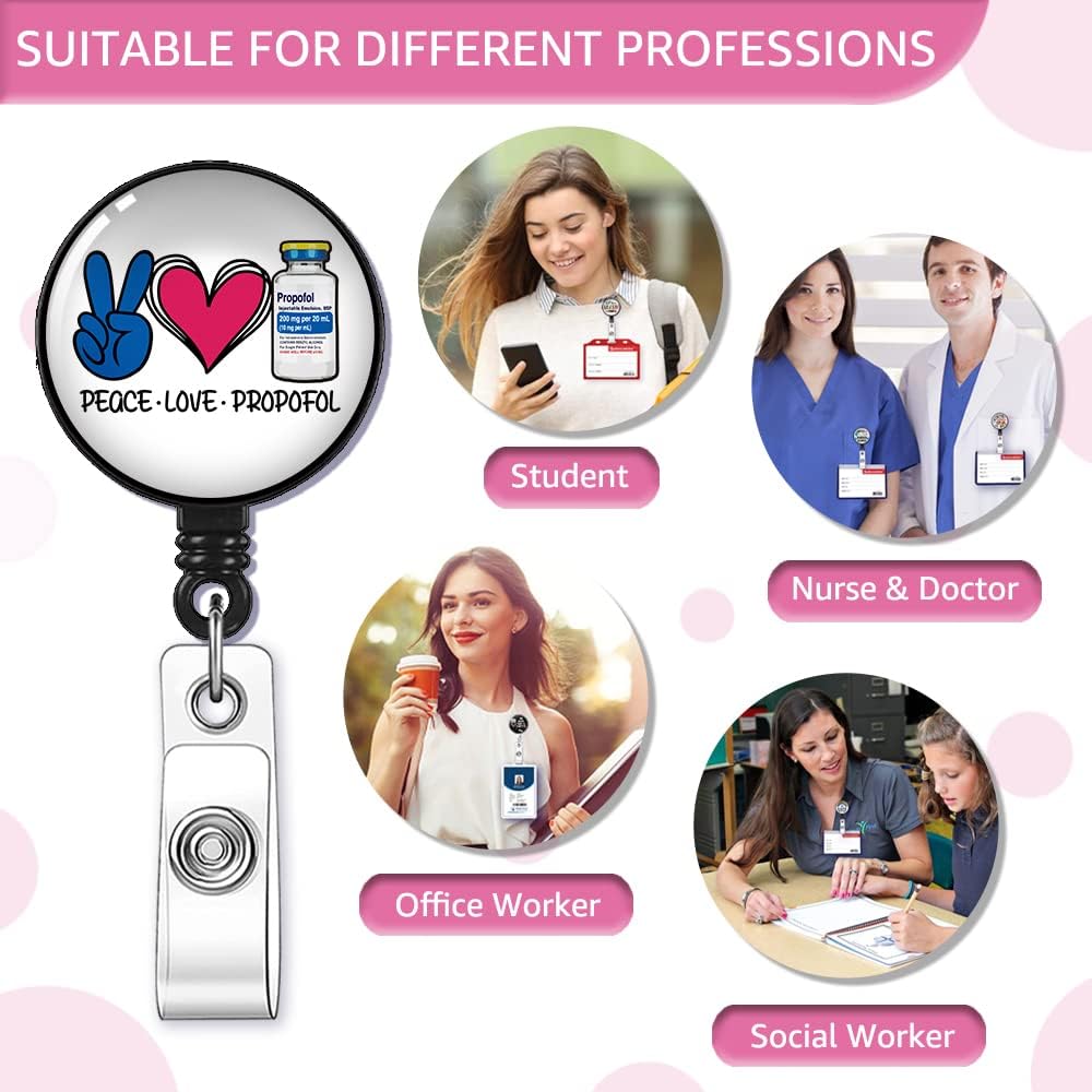 Carrete retráctil con clip de cocodrilo, divertido soporte para tarjetas de identificación, regalo para farmacia, enfermera, médico, anestesiólogo,