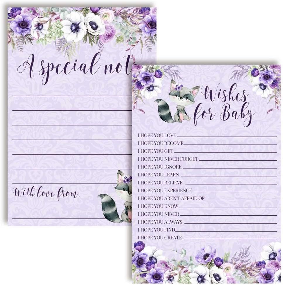 Little Rascal – Tarjetas de deseos de bebé de mapache de 20, 4 x 6 pulgadas, gran recuerdo y actividad divertida para baby showers, deseos de
