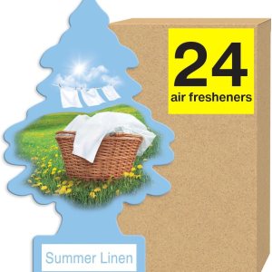 LITTLE TREES – Ambientadores para auto, árbol colgante que proporciona un aroma a vainilla de larga duración, Summer Linen, 24 ambientadores LITTLE TREES – Ambientadores para auto, árbol colgante que proporciona un aroma a vainilla de larga duración, Summer Linen, 24 ambientadores