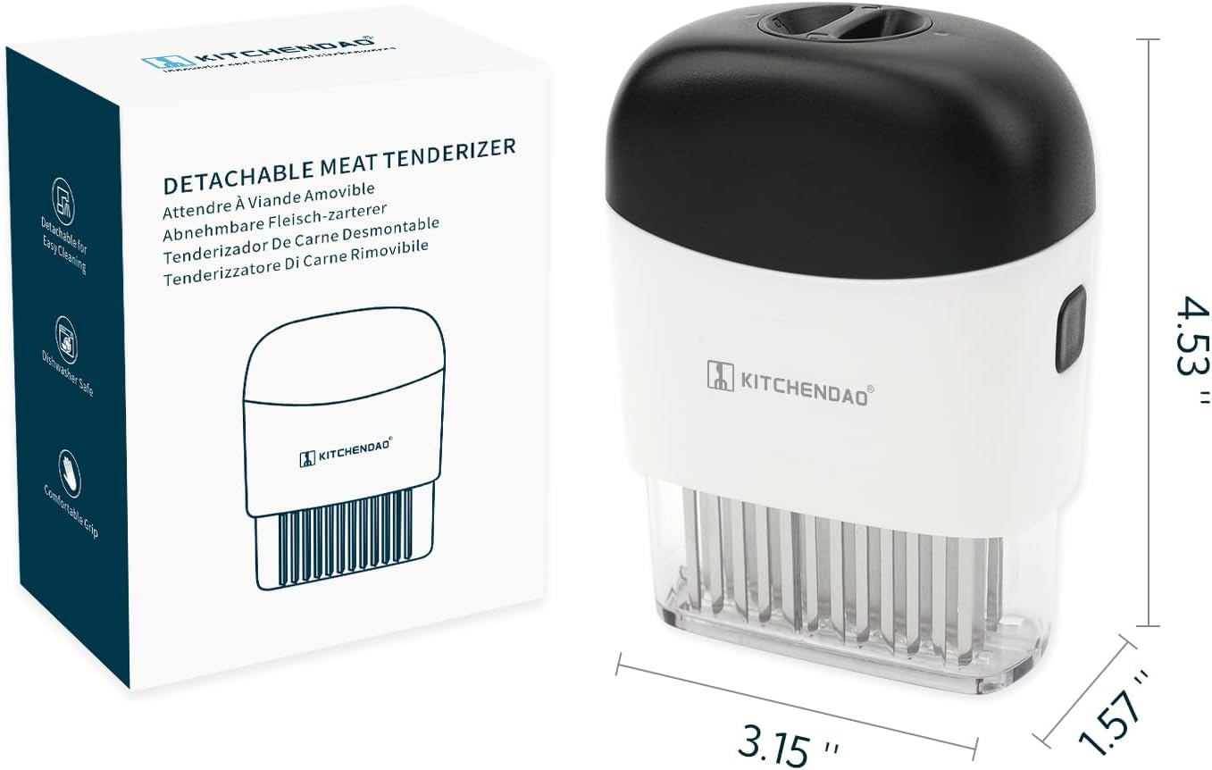 KITCHENDAO Herramienta de aguja ablandadora de carne desmontable con bloqueo de seguridad, desmontable para una fácil limpieza, apta para
