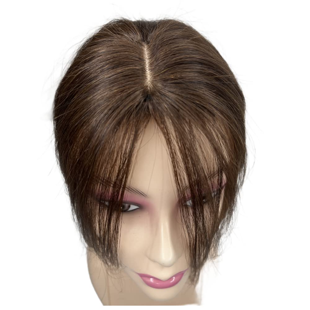 Anemone Extensiones de cabello humano con clip para mujer, 10 pulgadas, parte media, lacio, extensiones de cabello para pérdida de cabello suave