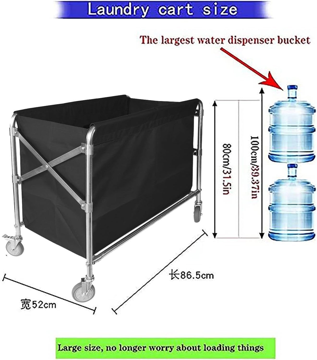 XIJIXILI Carrito de lavandería con rueda, industrial de 12 bushel (400 litros), plegable comercial, cesta grande y resistente, cesta de lavandería