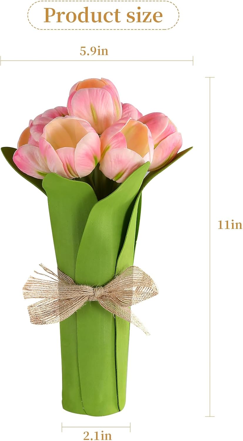Lámpara de mesa de tulipán, lámpara de mesa LED con pilas, pequeñas luces de noche, lámpara de noche para dormitorio, decoración del hogar, boda,