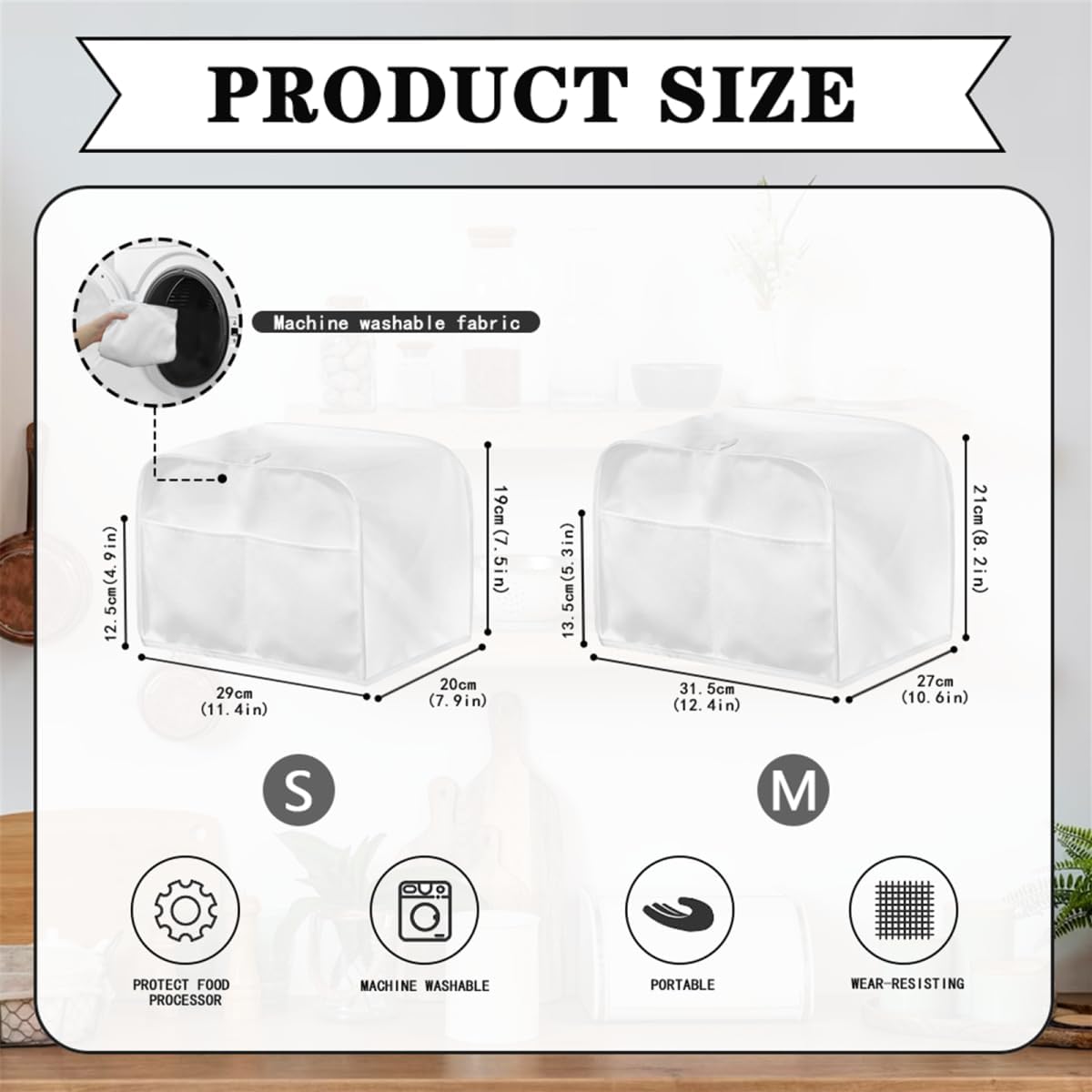 Cubierta antipolvo para tostadora con bolsillos, compatible con tostadora de 4 rebanadas, panificadora con estampado de mármol azul, accesorios para