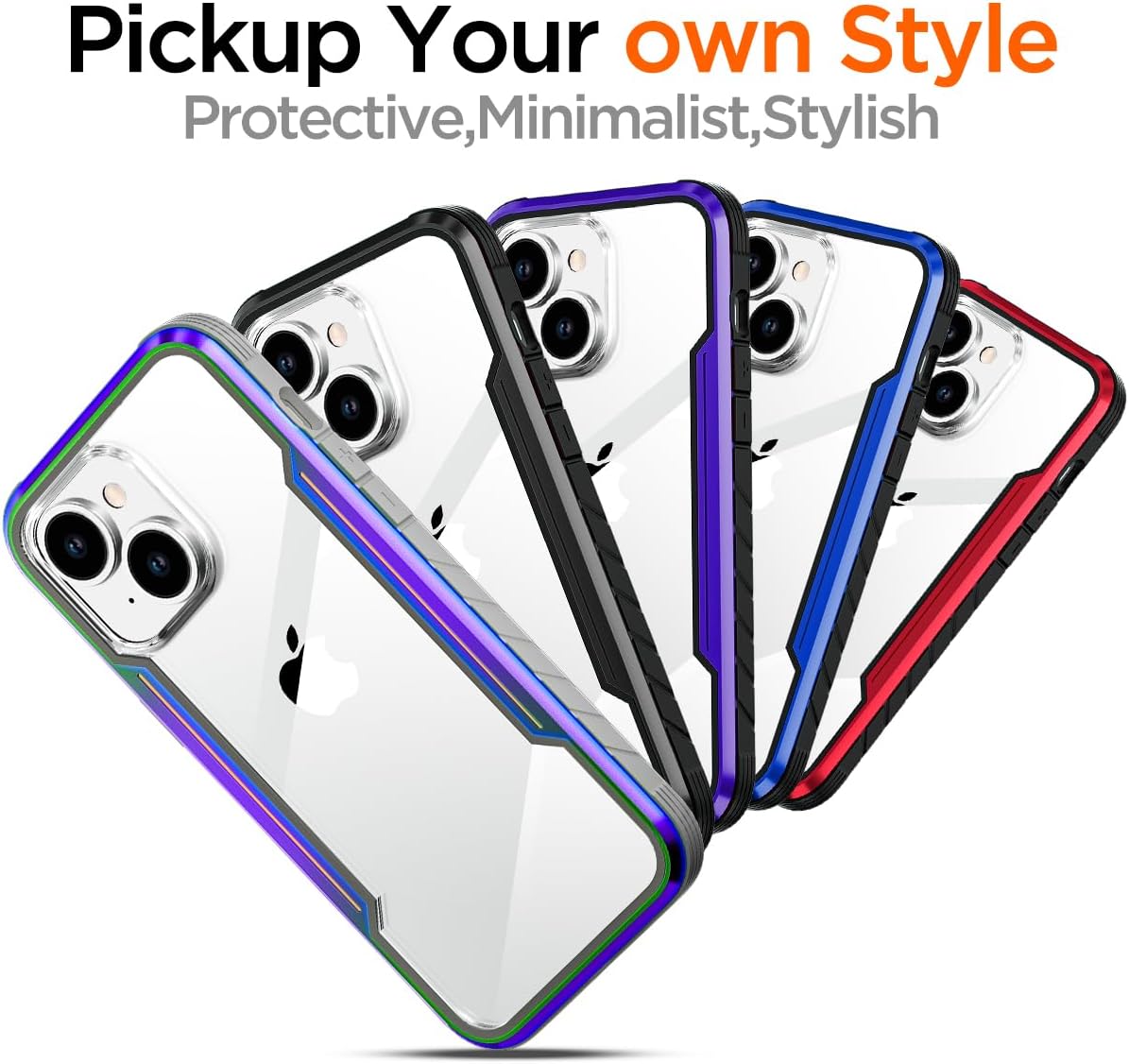 AICase Funda para iPhone 15 de titanio a prueba de golpes, transparente, de grado militar, prueba de caídas de 20 pies, marco de aluminio duradero,