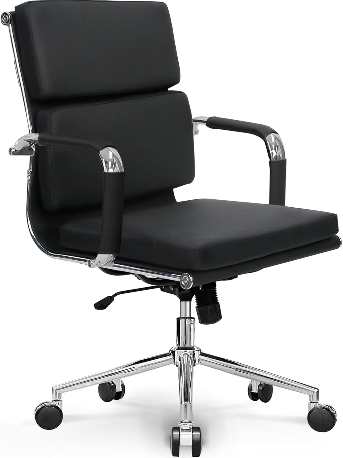 NEO CHAIR Escritorio de oficina en casa Silla ejecutiva moderna de piel sintética, reposabrazos para conferencias, silla de tareas acolchada,
