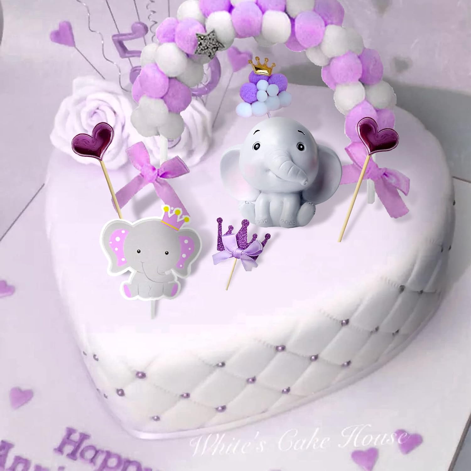 54 piezas de decoración de elefante para tartas de elefante, decoración de baby shower para niña, elefante, decoración de baby shower, decoración de