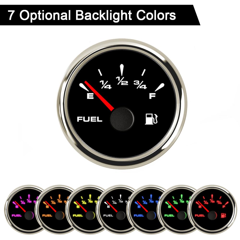 Indicador de nivel de combustible impermeable 2.047 in IP67 7-Color LED 0-90ohms 10-180ohms 73-10ohms 0-190ohms 240-33ohms Anti-vibración