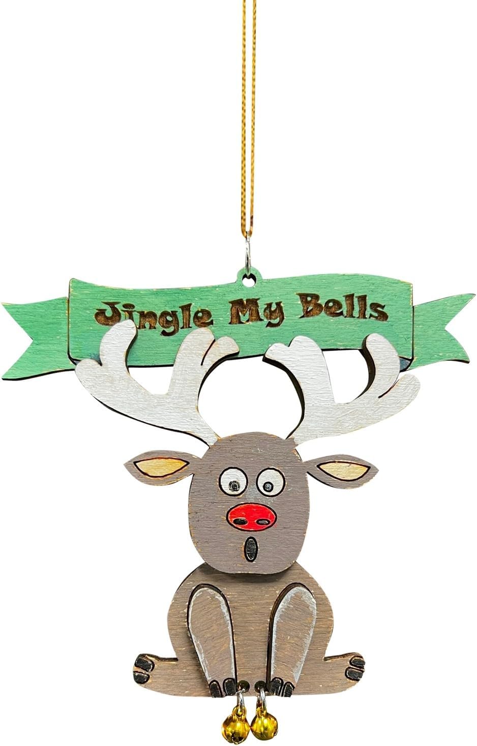 Divertido adorno de Navidad, Jingle My Bells Santa Butt Bell colgante de madera regalo de Navidad decoración del hogar