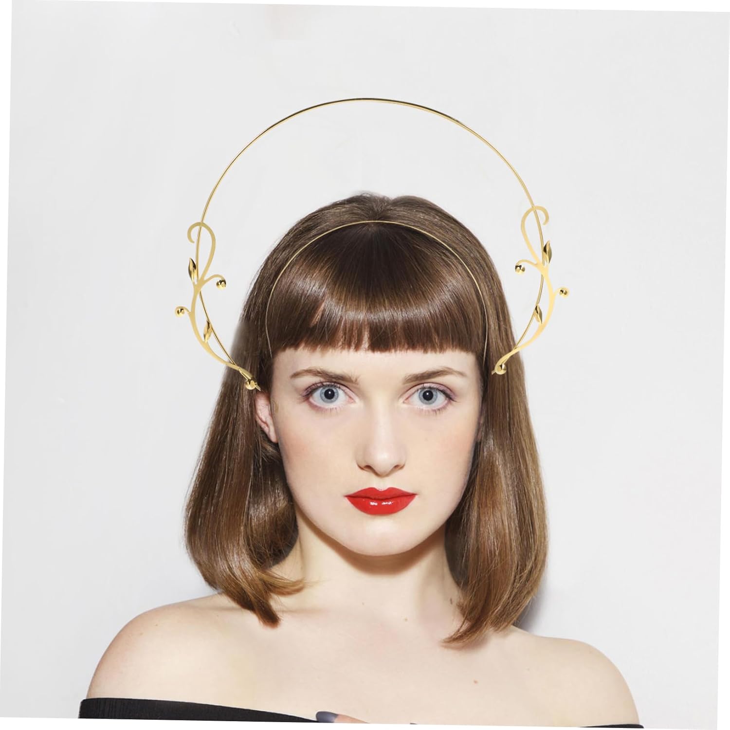 Abaodam Diadema con halo de Nuestra Señora, diadema para niña de flores, ropa de estrella, accesorios de novia, pelo de diosa, Cuero falso