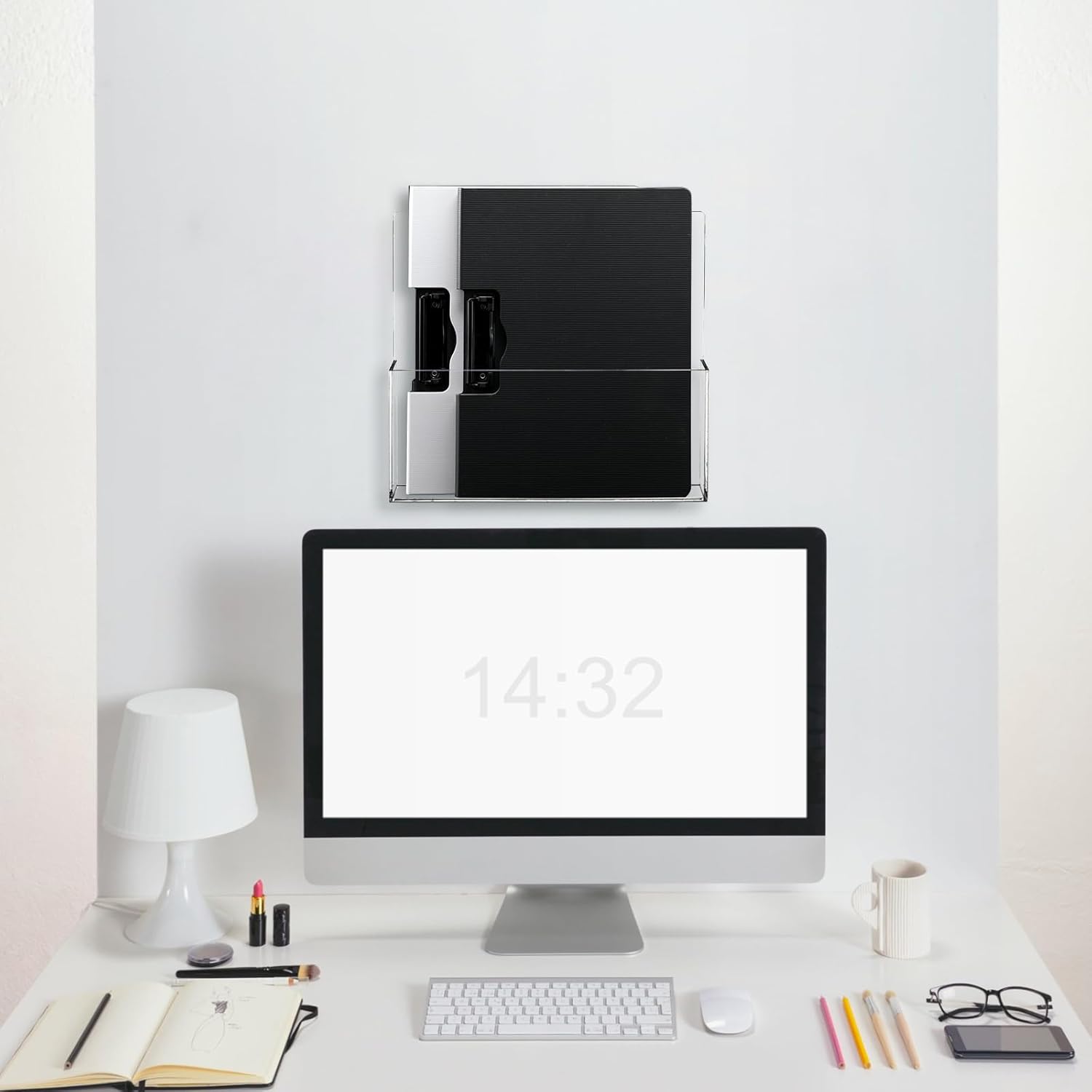 3 piezas de acrílico transparente soporte de pared para archivos de pared colgante de bolsillo de pared acrílico organizador de archivos de pared