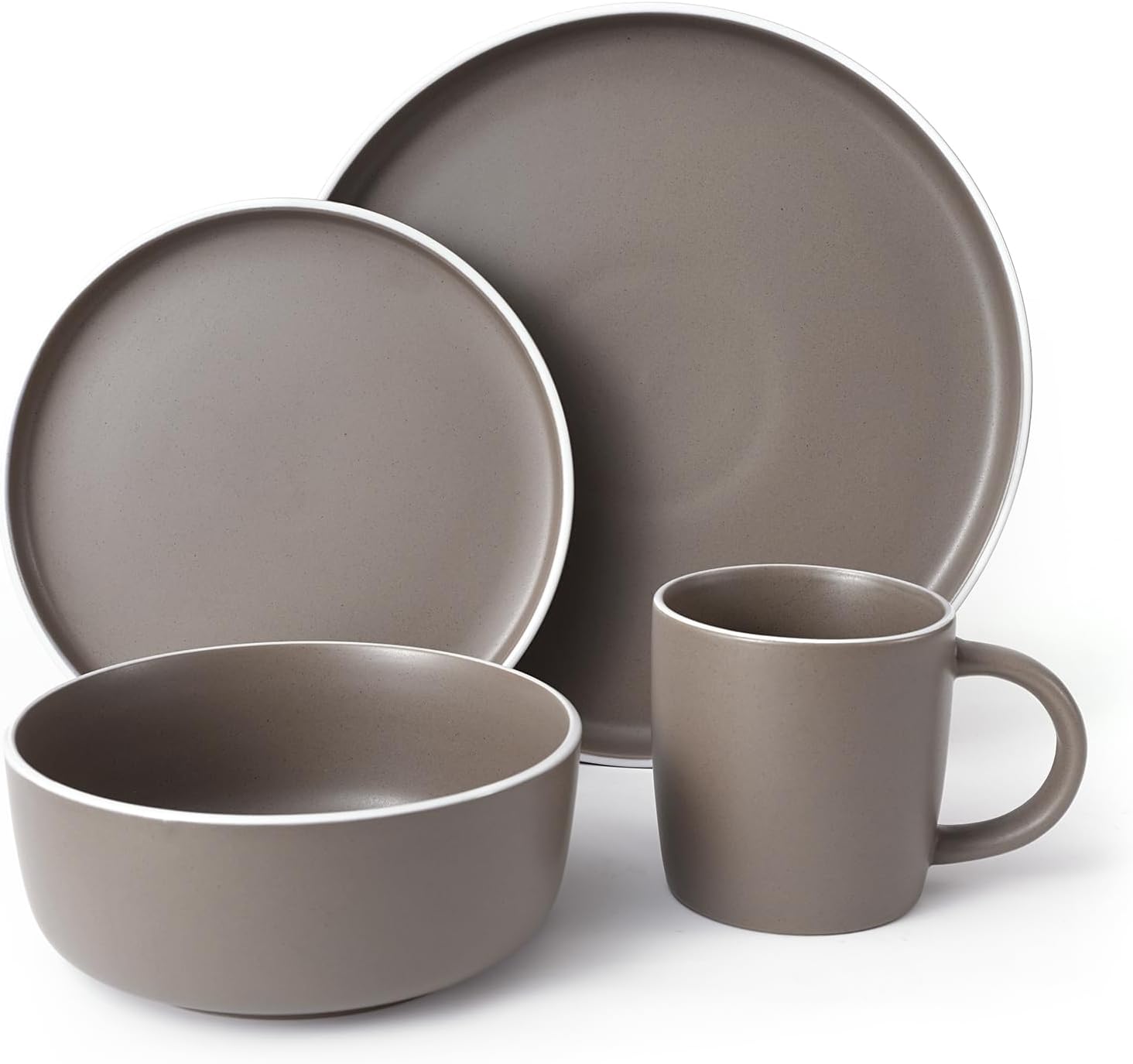 MTLWTL Juego de platos y cuencos para 4, juegos de vajilla con plato, cuencos y tazas de marca, juego de vajilla de cocina redondo, juego de platos