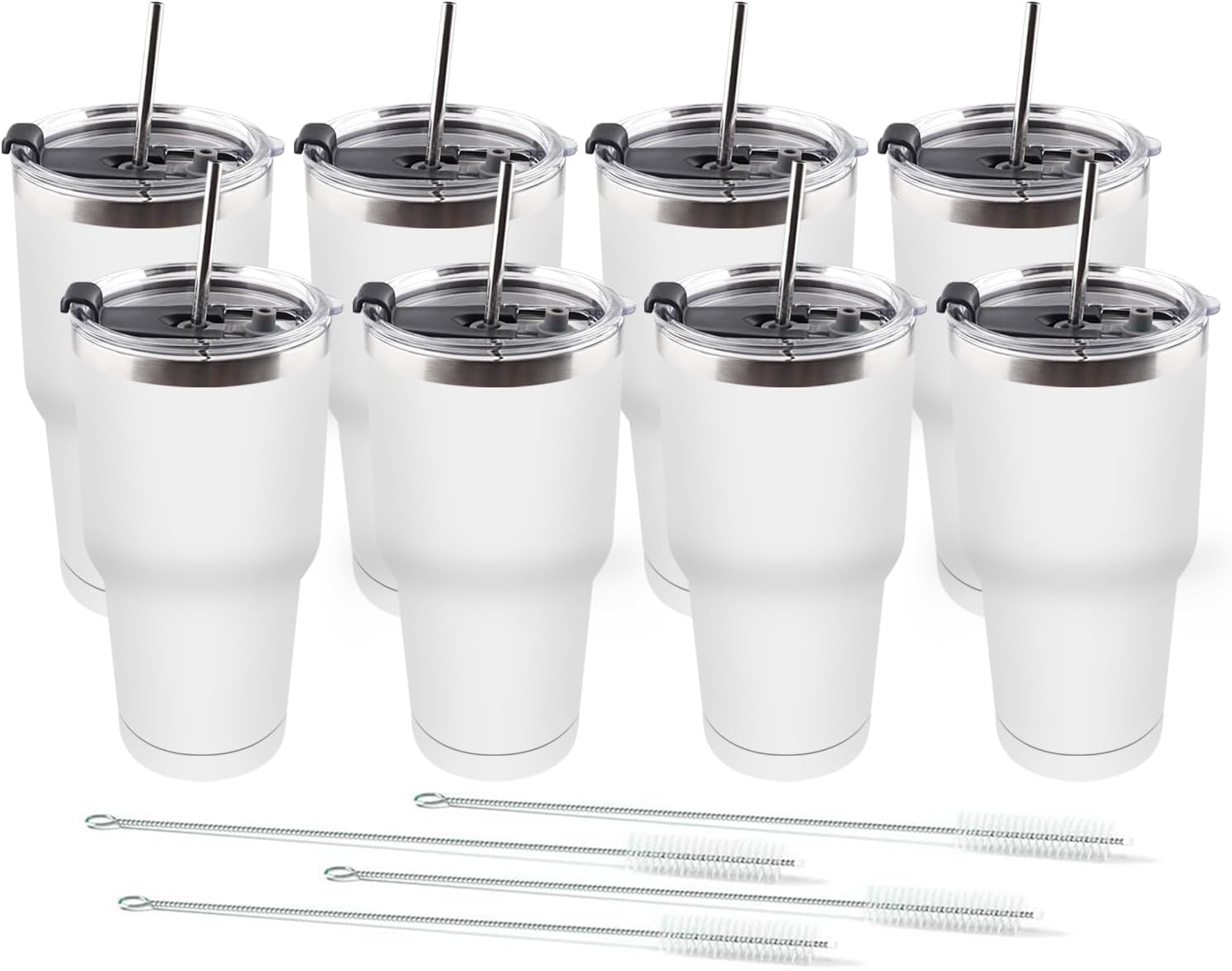 Amtidy Paquete de 8 tazas de viaje de 30 onzas con tapas, vaso de acero inoxidable al vacío de doble pared a granel, taza de café aislada duradera