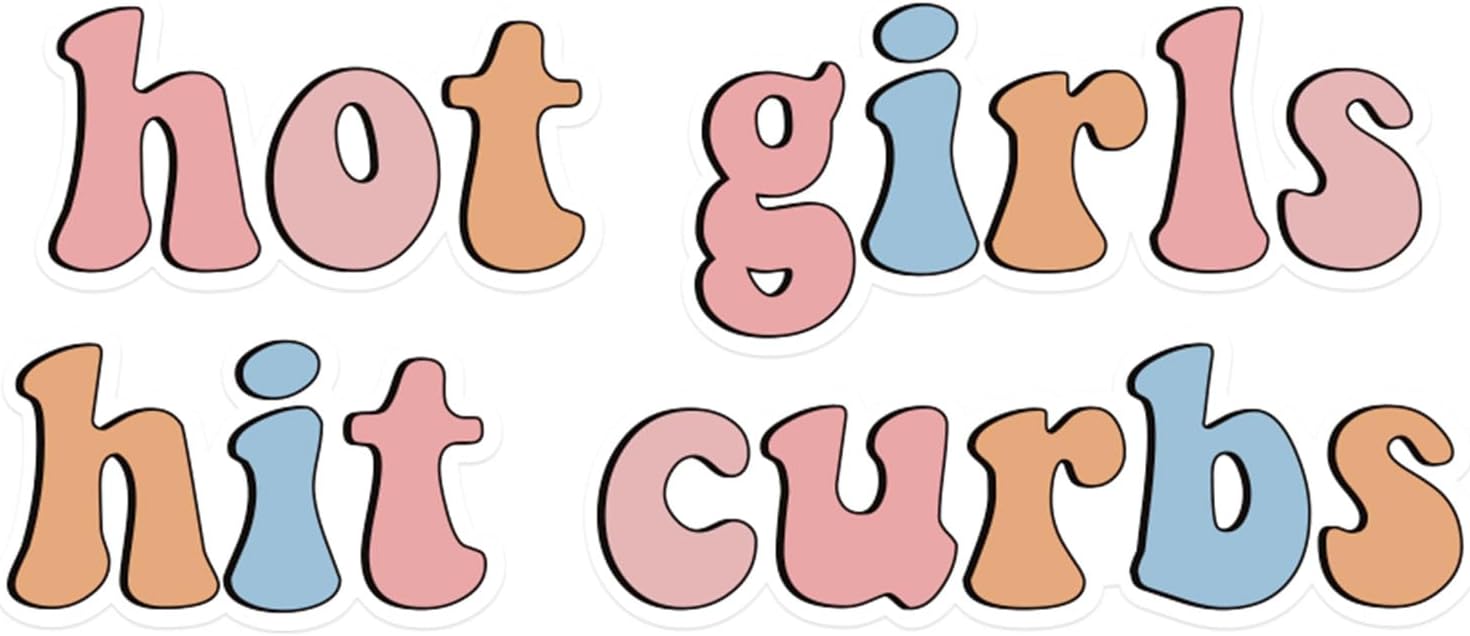 Aolamegs Hot Girls Hit Curbs – 2 calcomanías divertidas y lindas para parachoques para mujeres, calcomanías de vinilo impermeables para tu