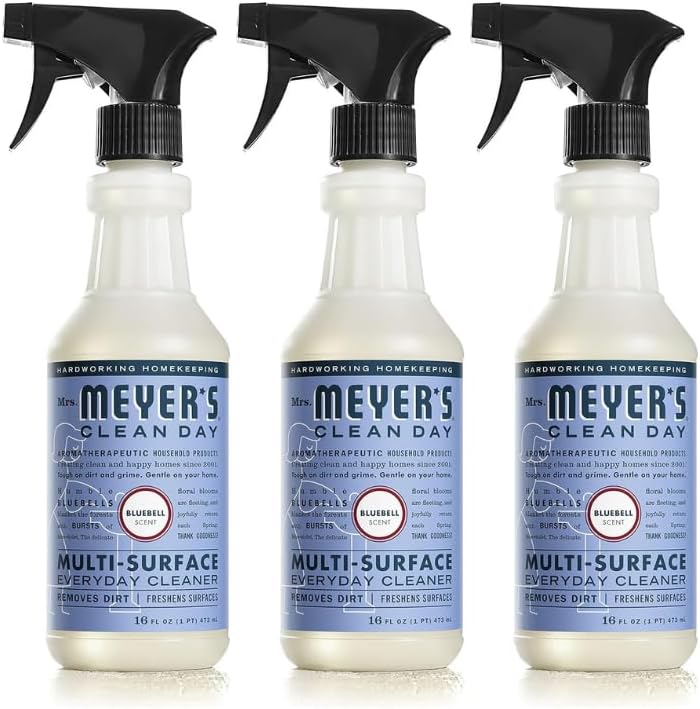 Mrs. Meyer’s – Spray limpiador multiusos Bluebell, 16 onzas líquidas, paquete de 3