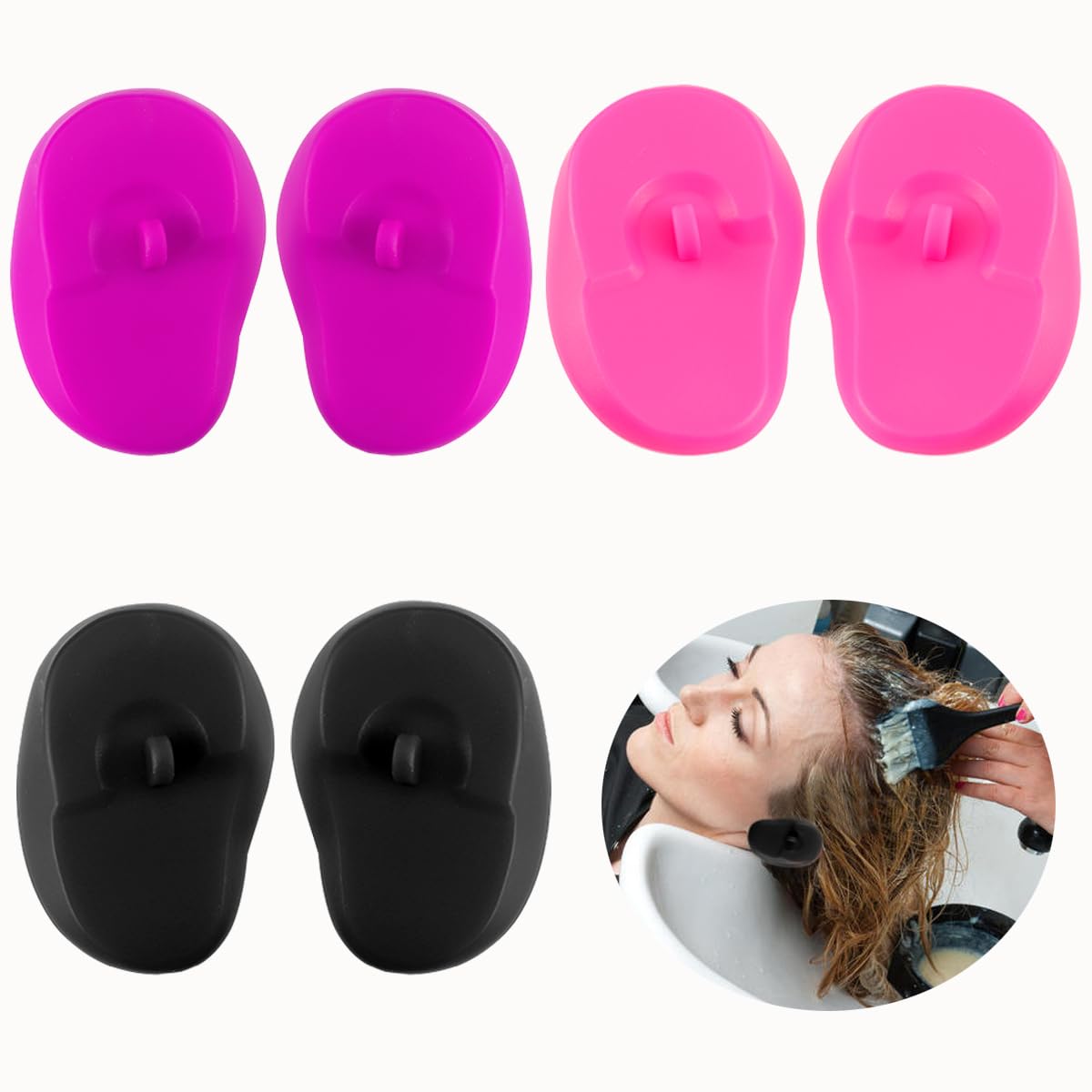 FERCAISH 6 protectores de silicona para los oídos, protectores impermeables para los oídos, duraderos, reutilizables e ideales para peluquería, spa,