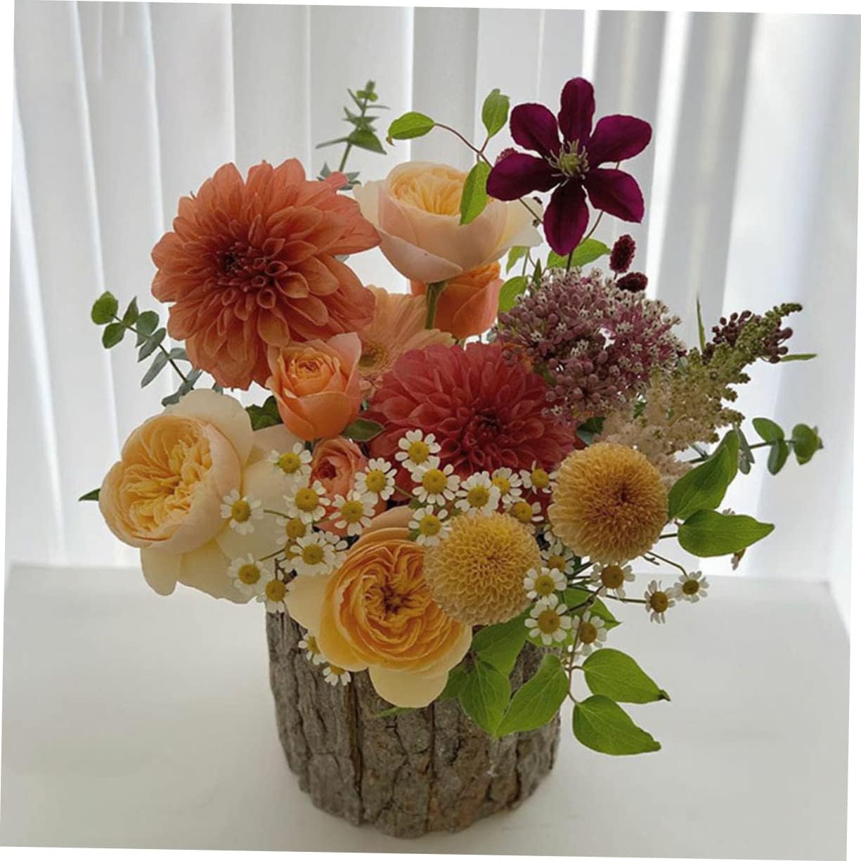 Uonlytech 6 piezas de corteza de flores, cubo de tocón de árbol, maceta rústica, maceta de tronco, maceta de barril, maceta para suculentas, maceta