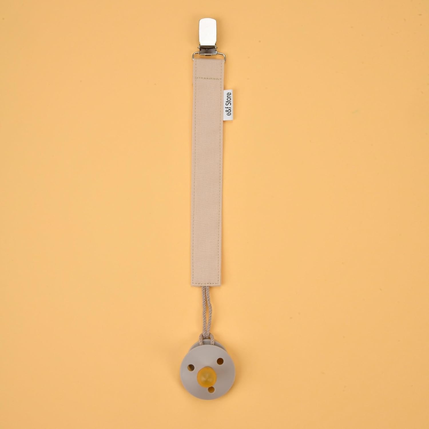 Clip para chupete de bebé, 100% algodón, hecho a mano, correa para chupete ligera y resistente a desgarros (paquete triple, beige, blanco, gris)