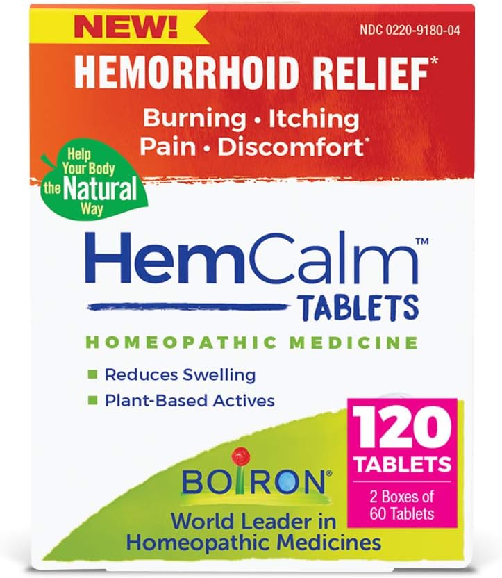 Boiron HemCalm – Tabletas para aliviar el dolor, picazón, hinchazón o malestar, 120 unidades (paquete de 1)