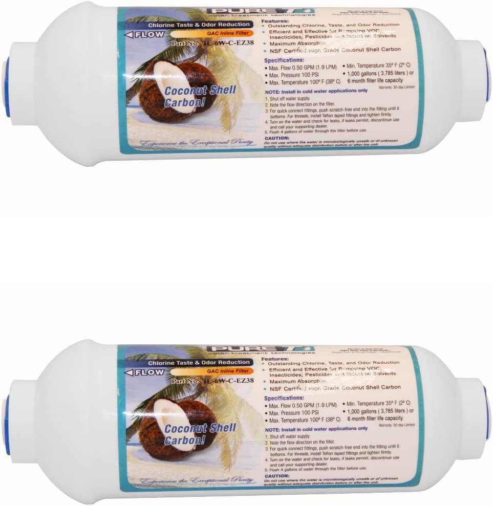 IL-10W-C-EZ38, filtro de carbono en línea post GAC de 6 x 2 pulgadas (38 pulgadas EZ Connect) – Certificado NSF – Filtro de agua de ósmosis inversa,