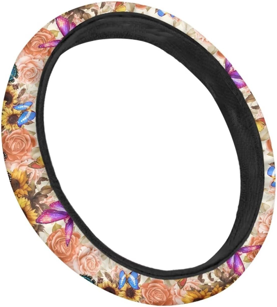Fundas para volante con diseño de mariposa floral, seguras, antideslizantes, universales de 15 pulgadas, protección para todo tipo de clima,