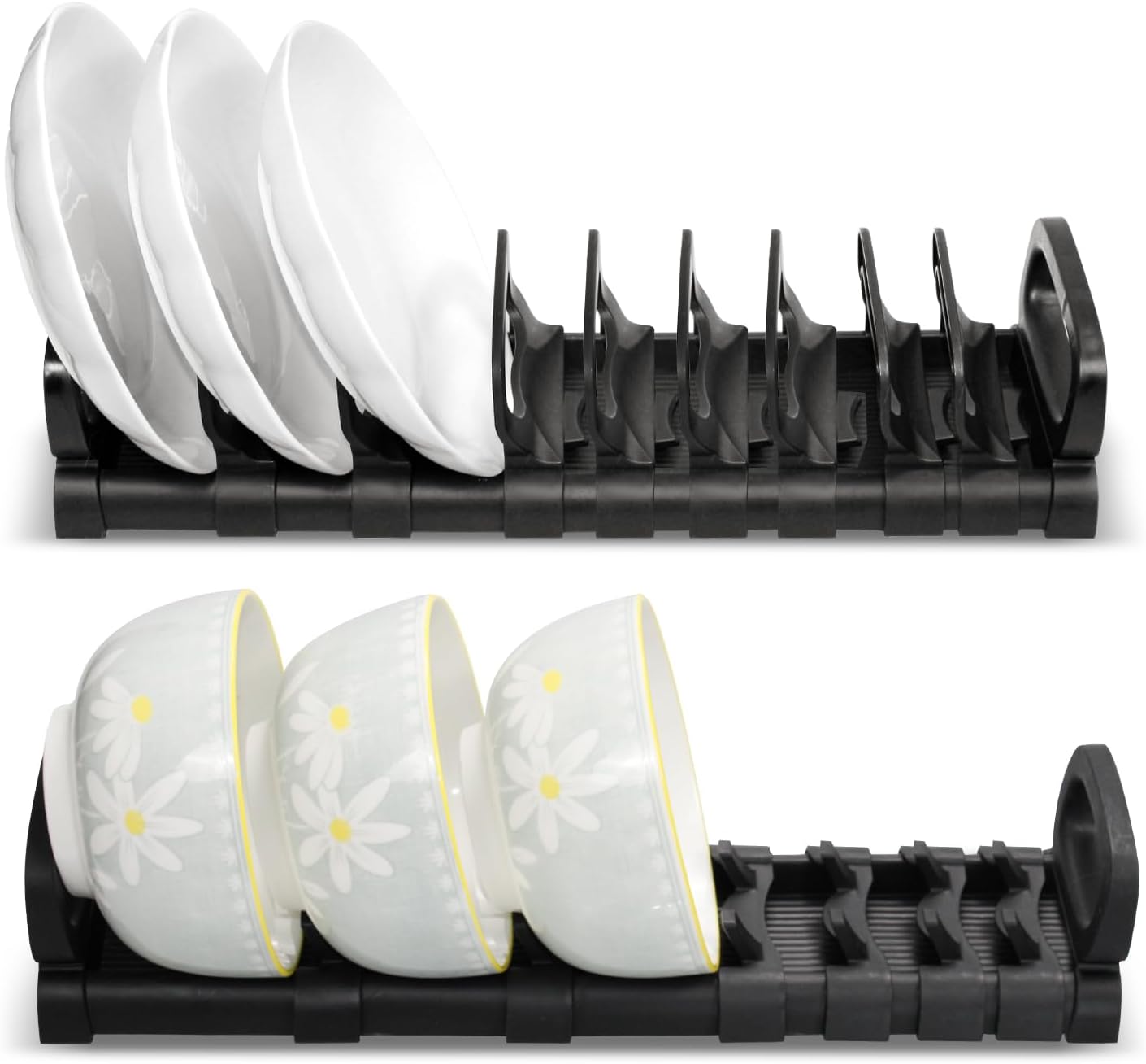 VOISVLRS Escurridor de platos, con 2 asas y 8 soportes ajustables, escurridor de platos para fregadero de cocina