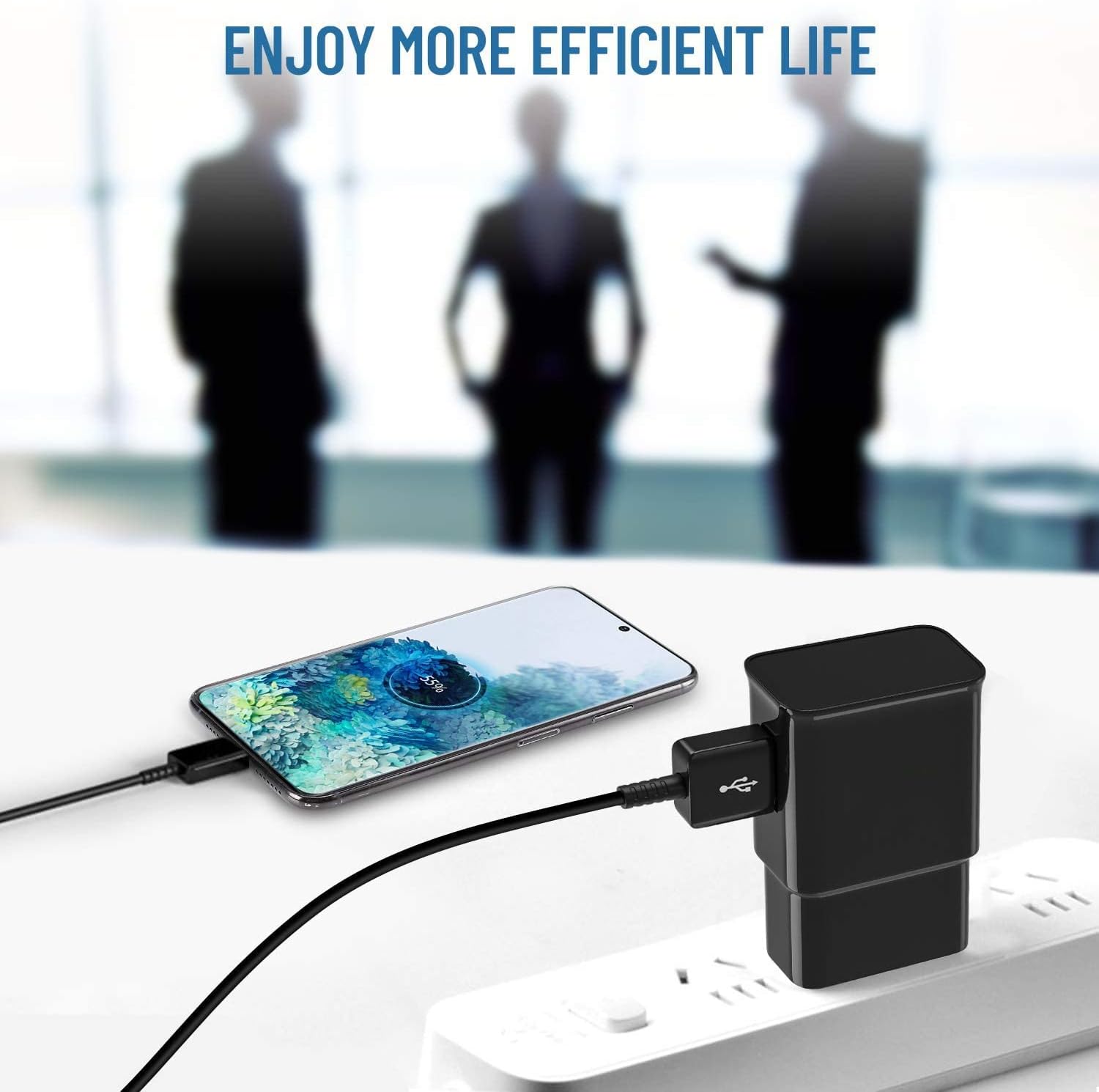 Cargador tipo C de carga rápida, bloque de cargador de teléfono Android con cable de carga USB C de 12 pies para Samsung Galaxy S23S22S21S20S10S10