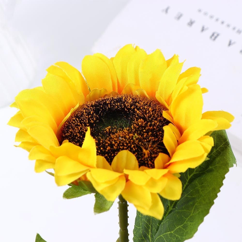 1 ramo de girasoles artificiales amarillos de 19.68 pulgadas con tallos, flores de sol artificiales realistas, ramo de girasoles de seda falsa, para