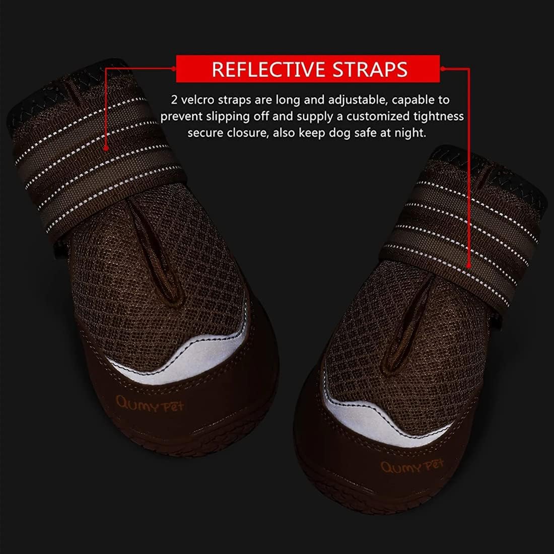 QUMY 4 zapatos de perro para pavimento caliente, botas de perro medianas y grandes y protectores de patas para protección contra el calor del