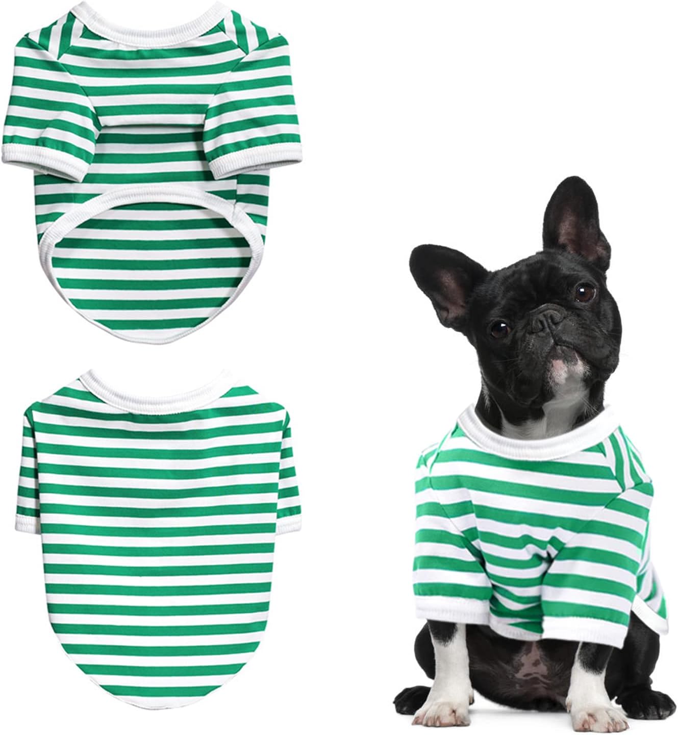 Camiseta a rayas para perro, ropa de moda para mascotas, camisetas de algodón, chalecos elásticos, suaves y frescas para cachorros y gatitos