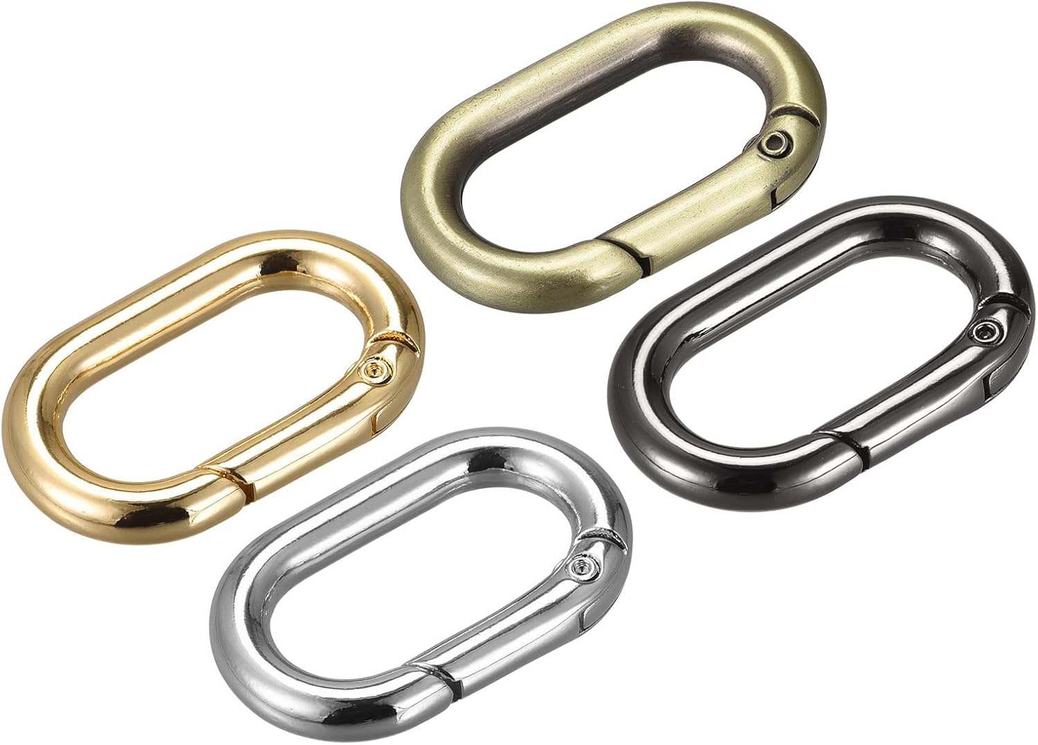 uxcell Anillo ovalado de resorte, clip de resorte redondo, hebillas de llavero de resorte para bolsos, bolsos y llaveros