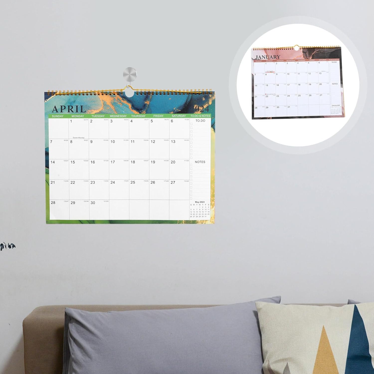Calendario de escritorio 2024-2025, calendario de pared de enero de 2024 a junio de 2025, calendario de pared, calendario mensual, planificador de