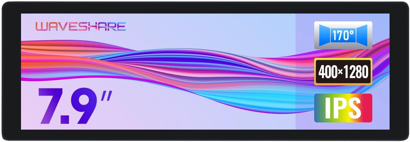 waveshare Pantalla IPS de 7.9 pulgadas, 400 × 1280 píxeles, compatible con Raspberry Pi 54B3B+3A+2BB+A+ZeroZero WWHZero 2W CM3+4, interfaz HDMI,