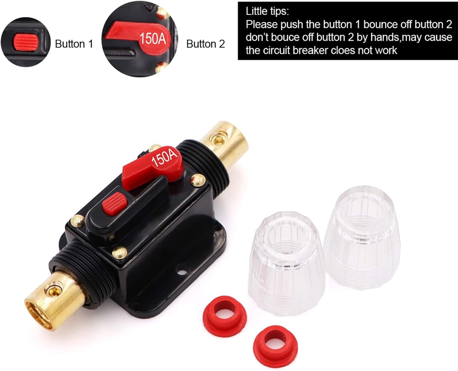 Disyuntor de 2 piezas de 50A 50A con portafusibles de reinicio manual para el audio de automóviles, embarcaciones marinas. Inversor de interruptor