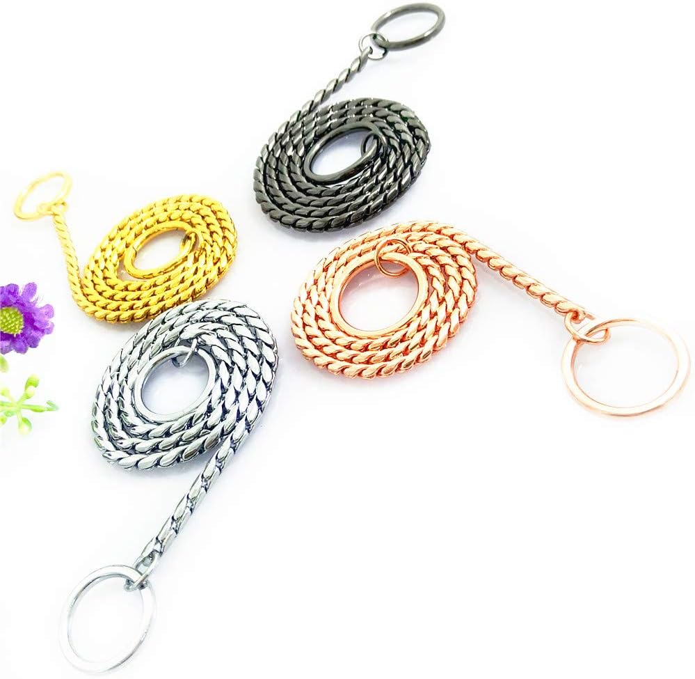 Umysky Cadena de metal cromado para perro con diseño de serpiente en forma de serpiente, estranguladorcollar totalmente garantizado contra el