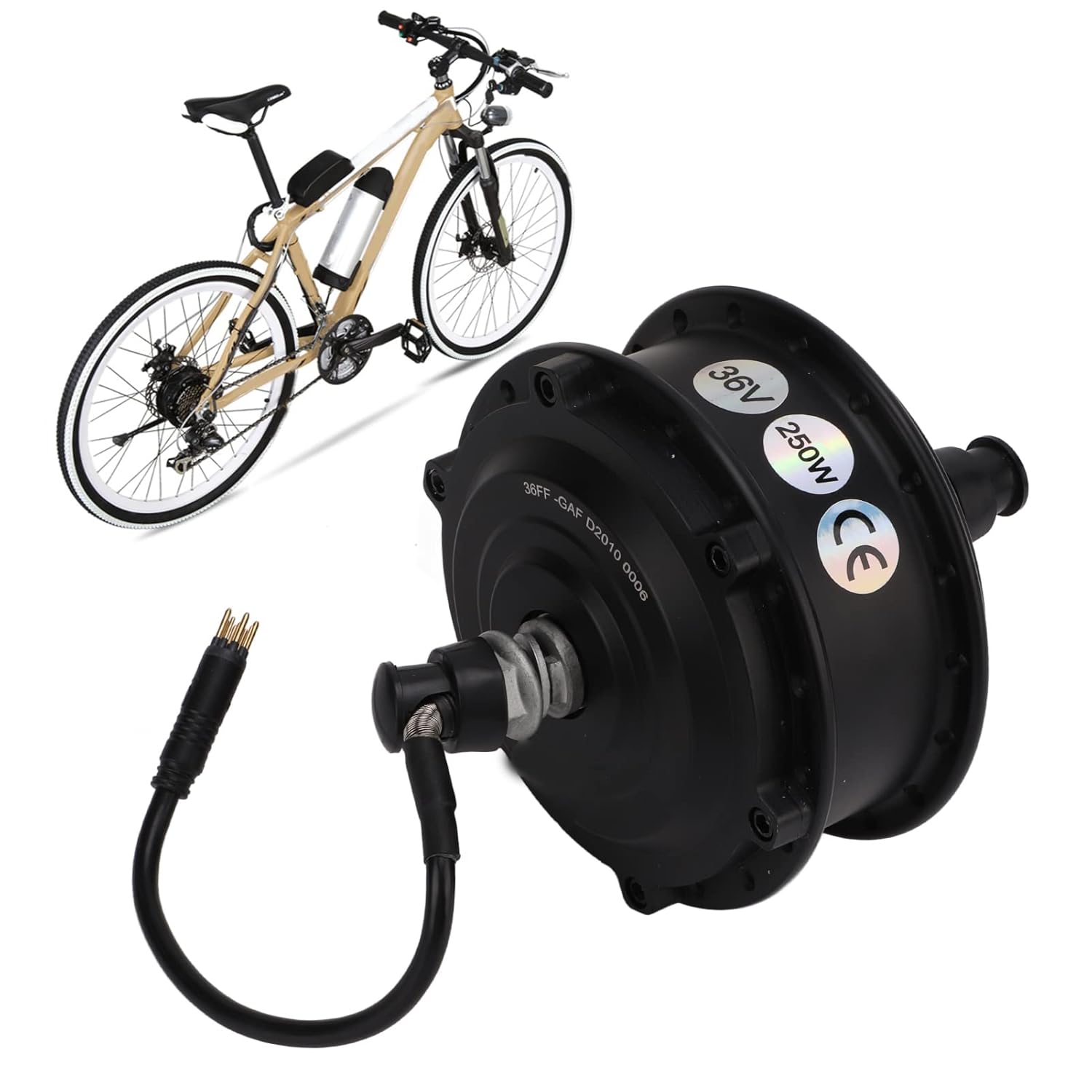 Motor eléctrico de cubo de bicicleta, 36 V 250 W, impermeable, rueda delantera, kit de motor de conversión de bicicleta eléctrica con 3 modos de