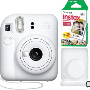 Fujifilm Instax Mini 12 – Cámara instantánea color blanco arcilla + funda personalizada mínima + película Fuji Instax de 20 hojas, paquete doble Fujifilm Instax Mini 12 – Cámara instantánea color blanco arcilla + funda personalizada mínima + película Fuji Instax de 20 hojas, paquete doble