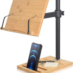 wishacc – Soporte ajustable para libros, con ranura para teléfono y clips para página, plegable para libros de cocina, partituras, laptop, receta, wishacc – Soporte ajustable para libros, con ranura para teléfono y clips para página, plegable para libros de cocina, partituras, laptop, receta,