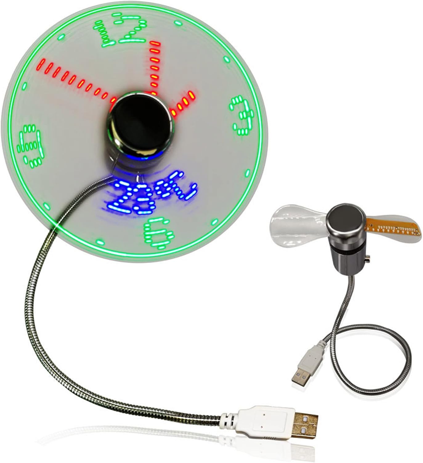 Ventilador de reloj LED USB con pantalla de temperatura real en tiempo real, mini ventilador de refrigeración LED para oficina y hogar