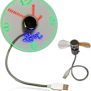 Ventilador de reloj LED USB con pantalla de temperatura real en tiempo real, mini ventilador de refrigeración LED para oficina y hogar Ventilador de reloj LED USB con pantalla de temperatura real en tiempo real, mini ventilador de refrigeración LED para oficina y hogar