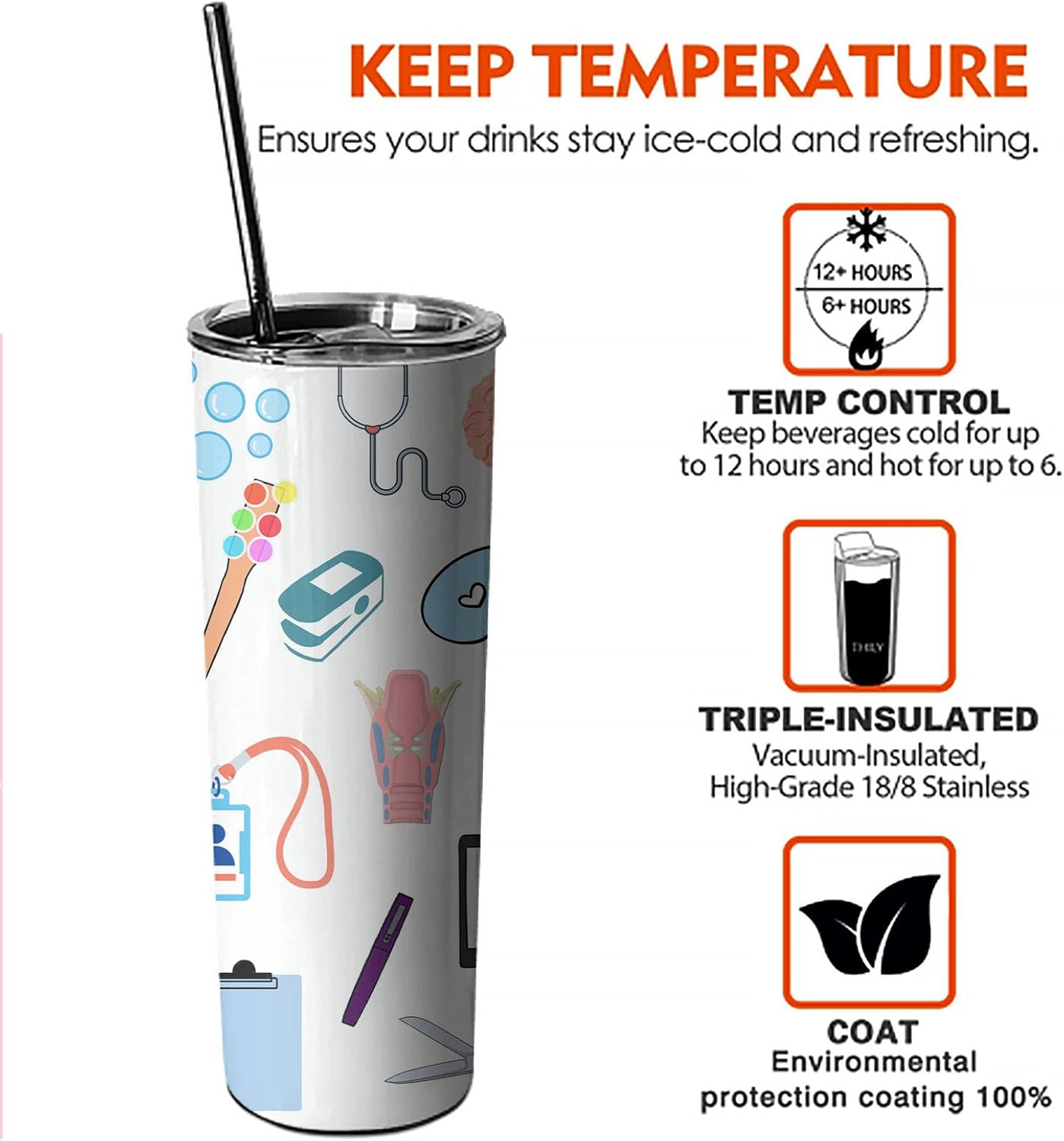 Mosdeim Speech Pathologist Gifts SLP – Vaso de café de viaje de 20 onzas, vasos delgados con tapa y pajita, tazas de café aisladas de acero