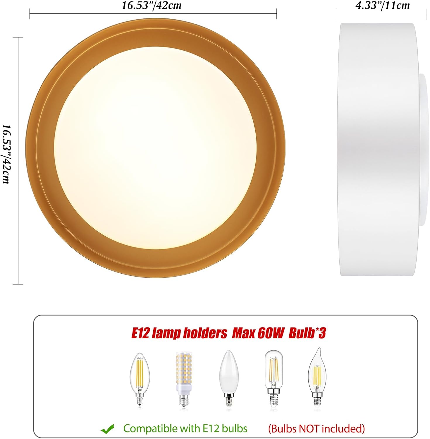 Vikaey Lámpara de techo moderna de montaje empotrado, lámpara de techo redonda blanca de 3 luces, lámpara de techo minimalista con pantalla acrílica