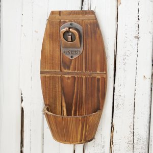 Abrebotellas de barril de cerveza de madera montado en la pared, abrebotellas vintage sin rastro con colector de tapa, regalo ideal para hombres y Abrebotellas de barril de cerveza de madera montado en la pared, abrebotellas vintage sin rastro con colector de tapa, regalo ideal para hombres y