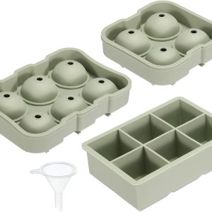 MECCANIXITY Bandeja para cubitos de hielo (juego de 3), máquina de bolas de hielo de esfera verde y bandeja cuadrada para cubitos de hielo para MECCANIXITY Bandeja para cubitos de hielo (juego de 3), máquina de bolas de hielo de esfera verde y bandeja cuadrada para cubitos de hielo para