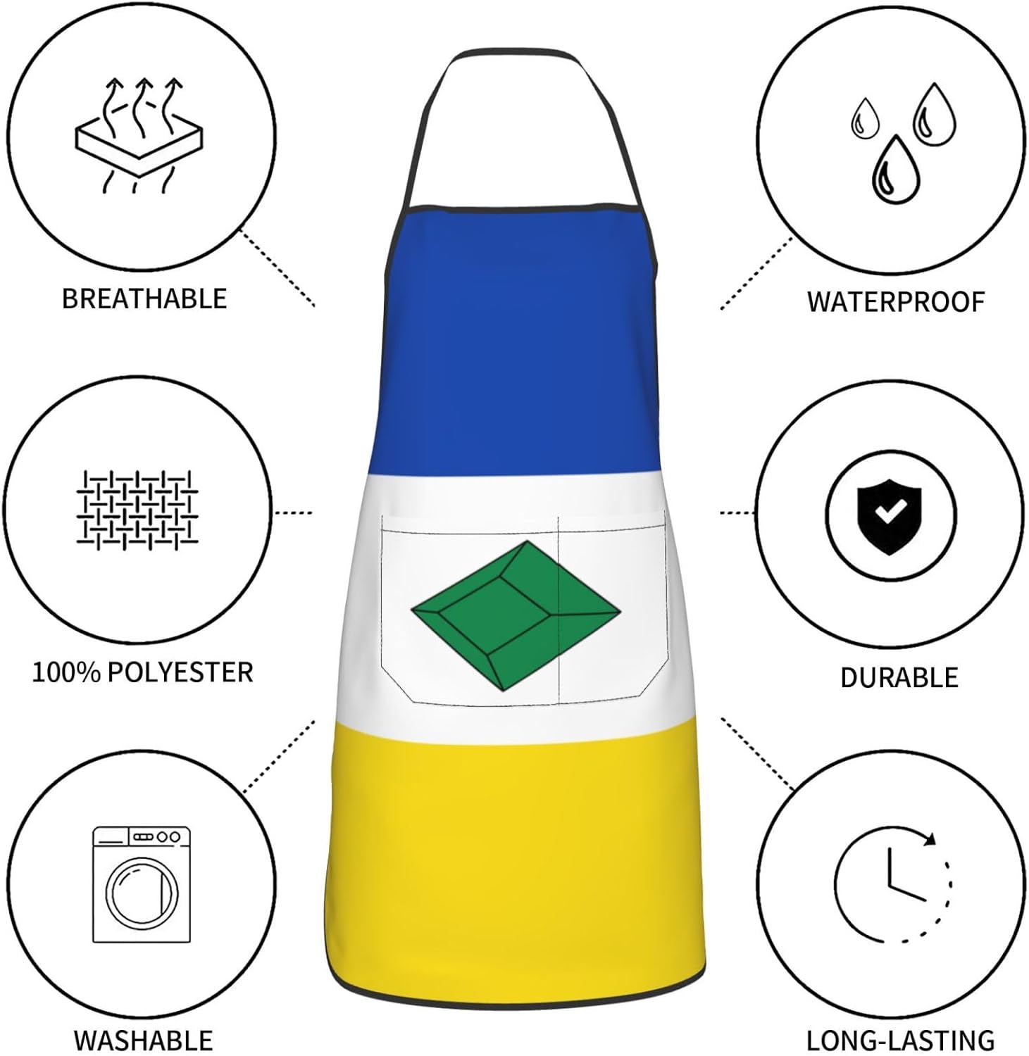 Flag of Muzo (Boyacá) Apron Waterproof With Pockets Bib Kitchen Cooking Aprons Chef Apron For Men Women