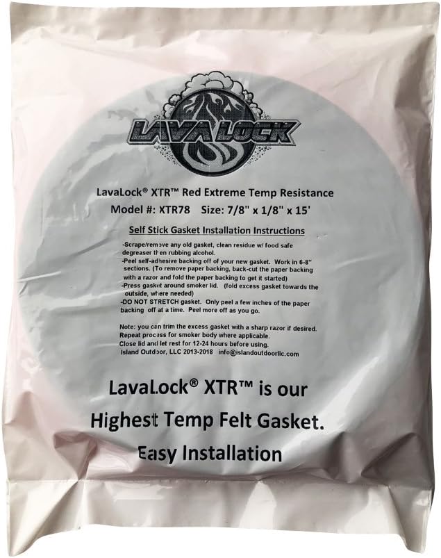 LavaLock RED – XTR78 1000F High Temp Rated BBQ Smoker Gasket Self Stick Felt 78 x 18